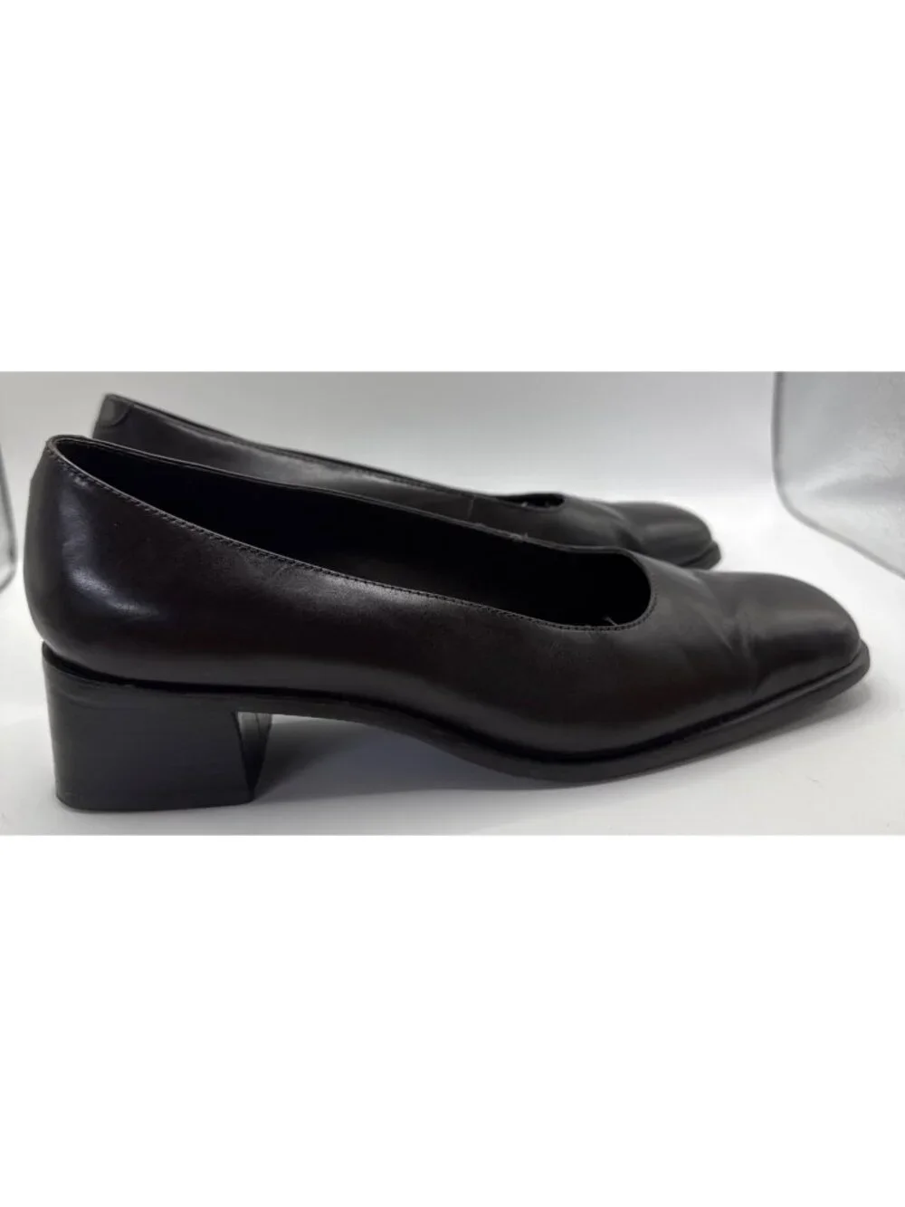 Rockport Pump Women 7M Dark Brown Leather Square Toe Low Block Heel Professional